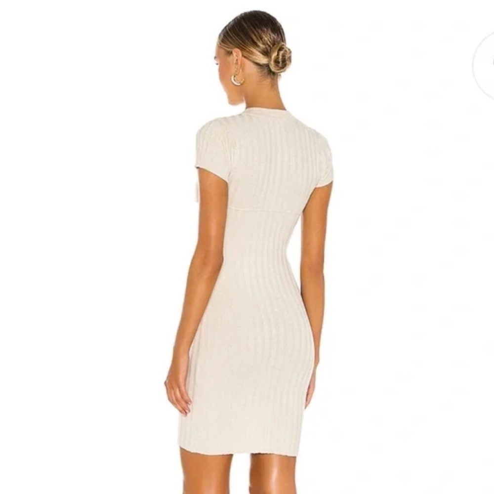 SNDYS. Nevada Ribbed Knit Button Down Bodycon Mini Dress in Cream Size Large - Picture 8 of 8